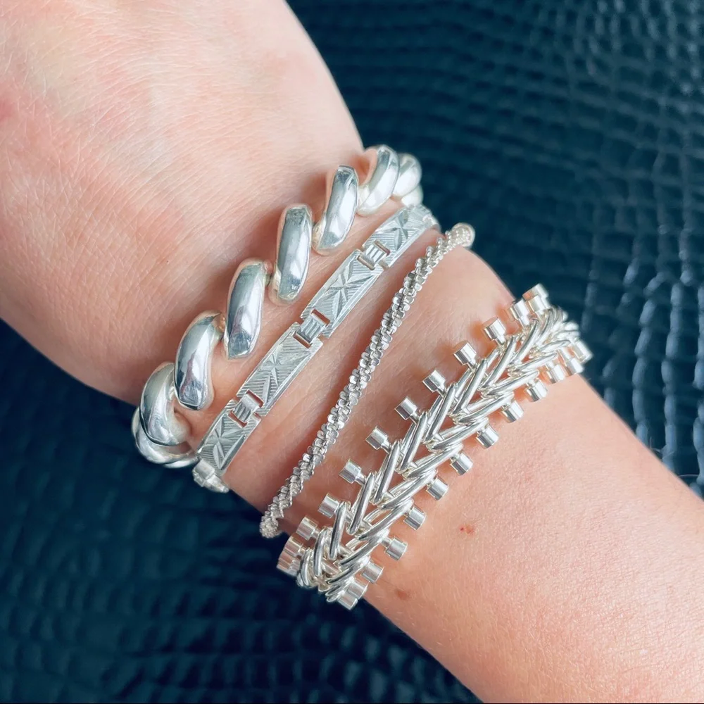Sterling Silver Men's Chain Bracelet - Polished Silver